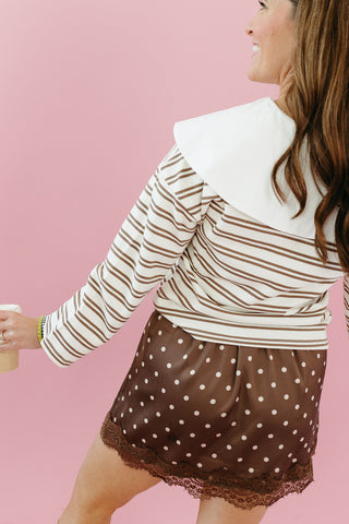 Harlenn Oversized Collar Polo Shirt in Taupe