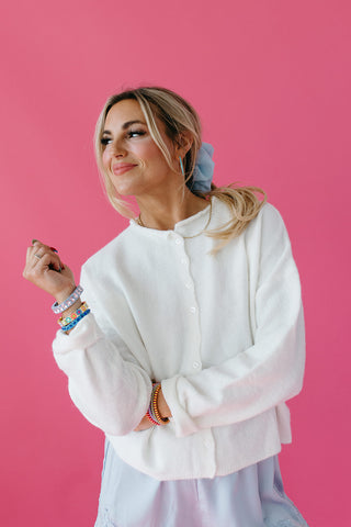 Piper Cardigan in Snow - RESTOCK