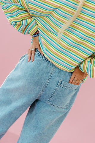Mikayla Side Stripe Wide Leg Denim