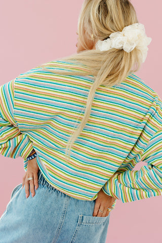 Sammie Multi Colored Pullover in Teal/Lime