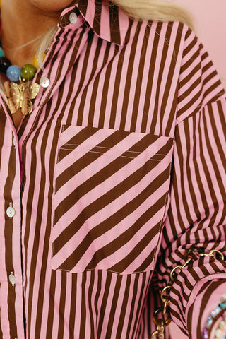 Anna Lee Stripe Button Down Top