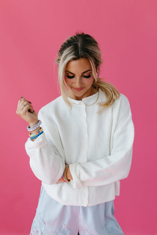 Piper Cardigan in Snow - RESTOCK