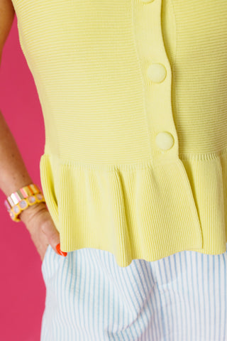 Calloway Peplum Knit Top in Lime