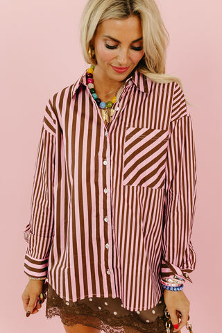 Anna Lee Stripe Button Down Top