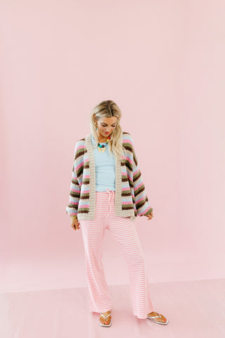 Nora Stripe Knit Pants in Ballet/Pink