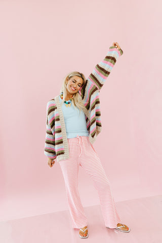 Nora Stripe Knit Pants in Ballet/Pink