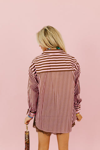 Anna Lee Stripe Button Down Top