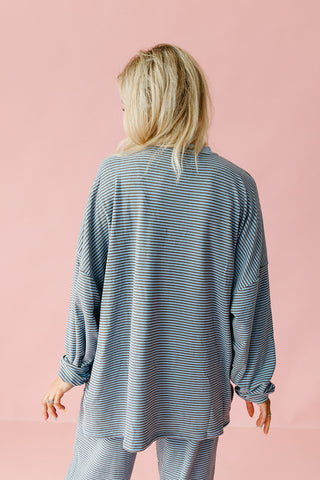 Nyah Striped Tunic Top in Blue/Coco