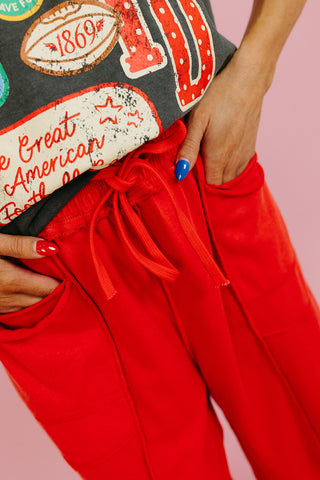 Lou Mineral Wash Barrel Pants in Red