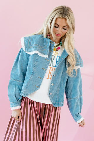 Kori Pintuck Collar Denim Jacket