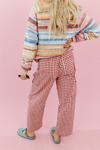 Carson Plaid Pants in Cherry/Cream
