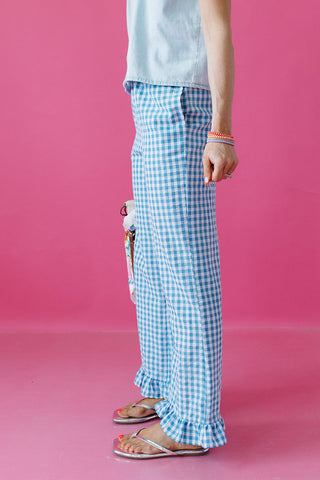 Lily Checkered Ruffle Hem Pants