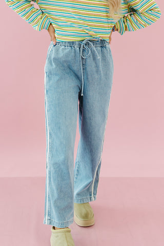 Mikayla Side Stripe Wide Leg Denim