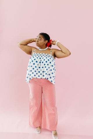 Cammie Polka Dot Smocked Top