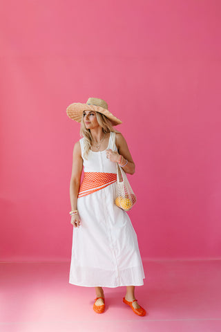 Mila Knit Button Up Midi Dress in Off White
