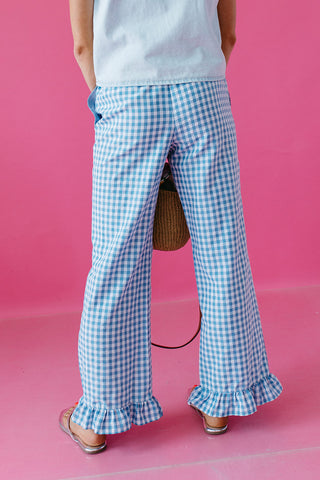 Lily Checkered Ruffle Hem Pants