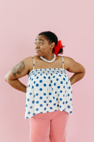 Cammie Polka Dot Smocked Top