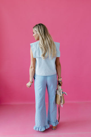 Lily Checkered Ruffle Hem Pants