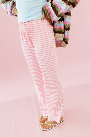 Nora Stripe Knit Pants in Ballet/Pink