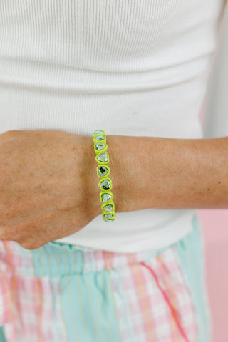 Heart Gemstone Bracelet in Lime