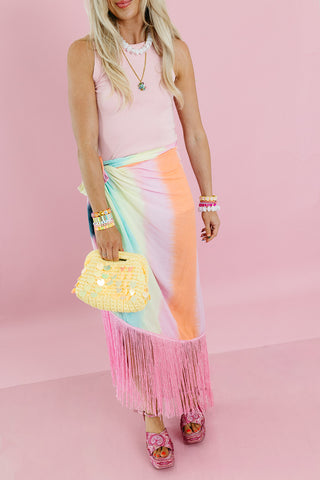 Watercolor Ruby Fringe Sarong
