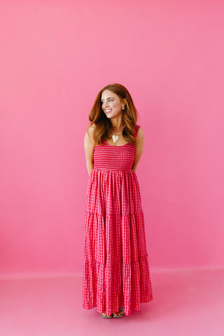 Ivy Smocked Gingham Midi Dress