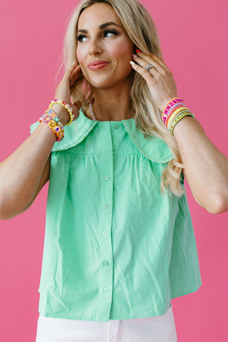 Kelby Peter Pan Collar Top in Mint