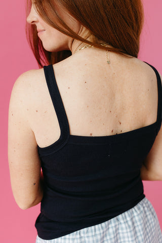 Zoey Ribbed Tank Top in Midnight