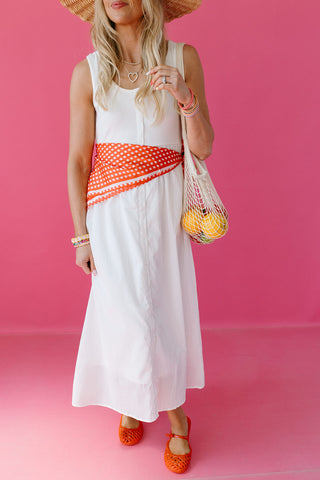 Mila Knit Button Up Midi Dress in Off White