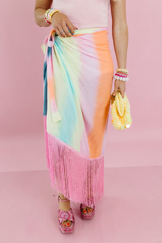 Watercolor Ruby Fringe Sarong