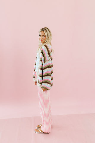 Nora Stripe Knit Pants in Ballet/Pink