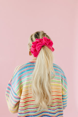 Oversized Chiffon Scrunchie in Magenta