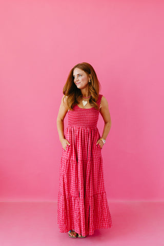 Ivy Smocked Gingham Midi Dress
