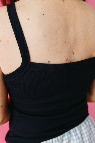 Zoey Ribbed Tank Top in Midnight