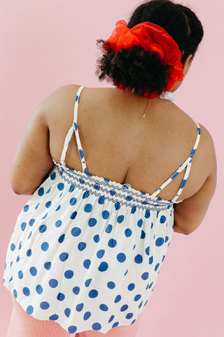 Cammie Polka Dot Smocked Top