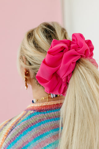 Oversized Chiffon Scrunchie in Magenta