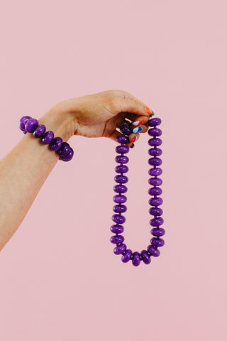 Sugar Beads Necklace/Bracelet Set - Purple