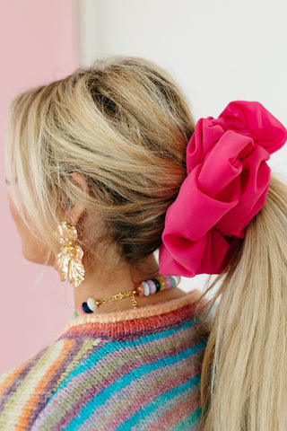 Oversized Chiffon Scrunchie in Magenta
