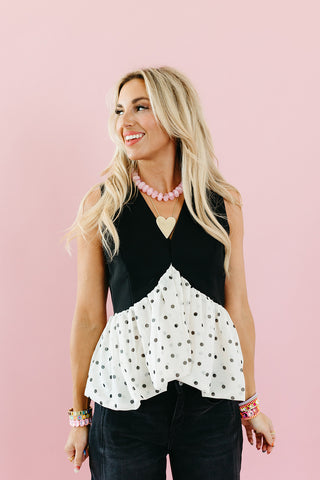 Lisa Polka Dot Peplum Top