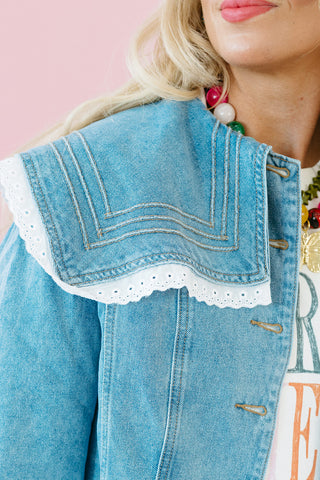 Kori Pintuck Collar Denim Jacket
