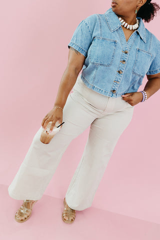 Manon Stripe Pants in Taupe/White