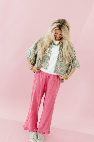 Kit Denim Cape Jacket in Leopard