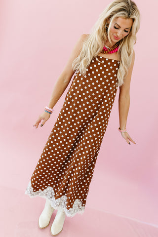 Josie Midi Dress in Chestnut/White