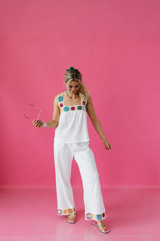 Zaria Crochet Patchwork Pant Set