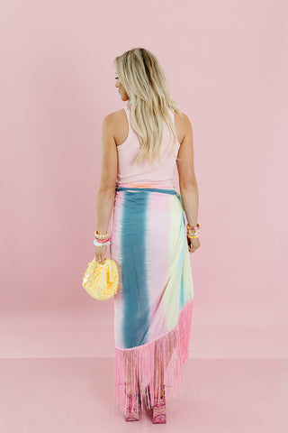 Watercolor Ruby Fringe Sarong