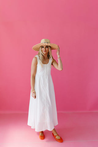 Mila Knit Button Up Midi Dress in Off White