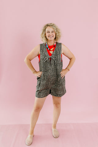 Tawnie Leopard Denim Romper