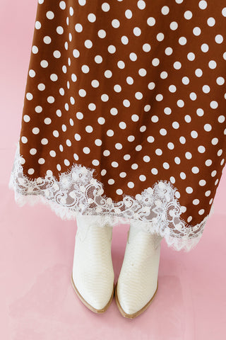 Josie Midi Dress in Chestnut/White