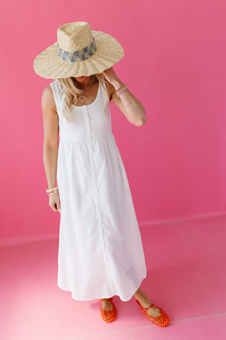 Mila Knit Button Up Midi Dress in Off White