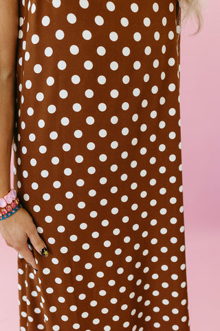 Josie Midi Dress in Chestnut/White